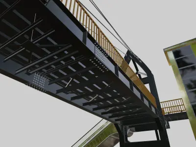 Steel Pedestrian Bridge-Elevator-Escalator-Sailing Type-21 3D model