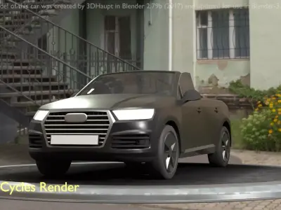 City Car 6 SUV Cabrio Open Type-B Black  Low-poly 3D model