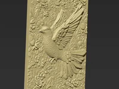 Pigeon with Flowers Background A44 3D print model