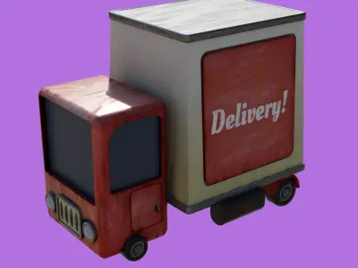 Cartoon delivery truck 3D model