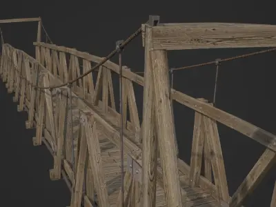Bridge wooden Low-poly 3D model