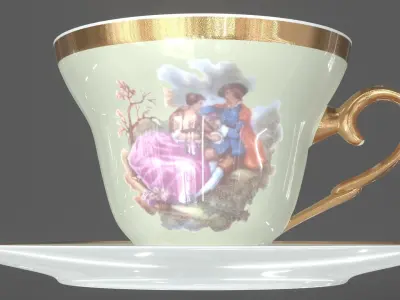 Coffee Cup Porcelain Retro 3D Model  3D model