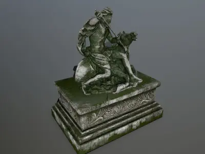 Neptune Statue Low-poly 3D model