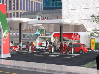 Building - Gas Station and Store 3D model