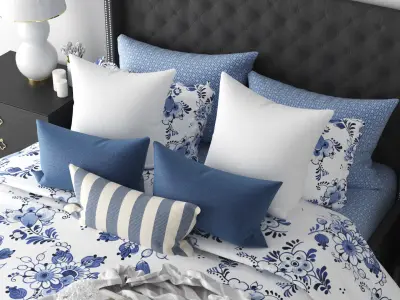 Bedroom A - Modern Comfort Blue Low-poly 3D model