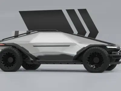 SCI-FI Futuristic CYBERTRUCK CONCEPT - design study Low-poly 3D model