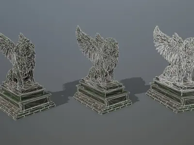 lion statue Low-poly 3D model