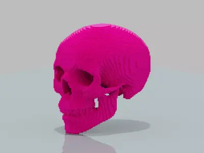 Pink Voxel Skull Low-poly 3D model