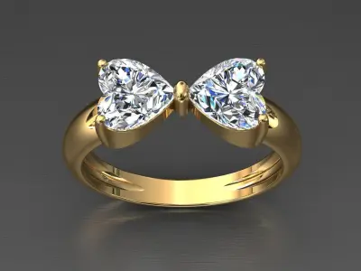 Butterfly Bow tie Heart Diamond Ring size 5-8 US 3D print model