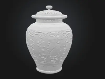 Chinese style asset terracotta pot 3D model pack of 4 Low-poly 3D model