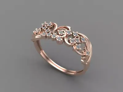 Womens Diamond Signet Ring Women Rings 3dmodels 3D print model 3D print model 32