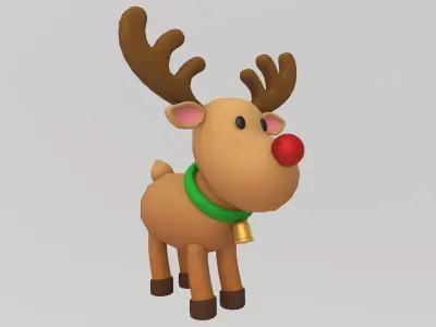 Stylized Low-Poly Christmas Rudolph the Reindeer Low-poly 3D model