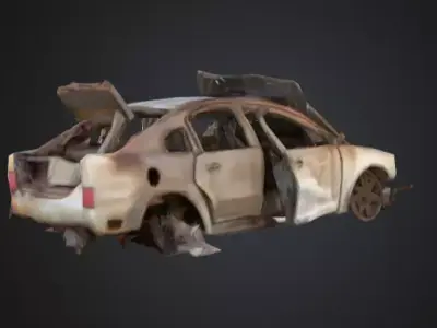 Rusty Junk Car Low-poly 3D model