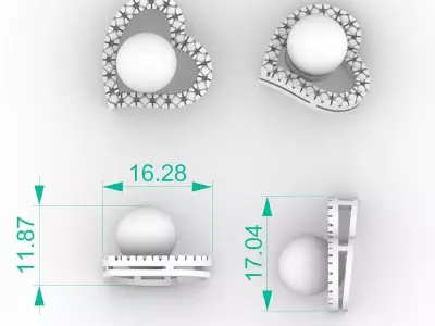 Stunning Heart Pearl Pendant Diamond 3D print model