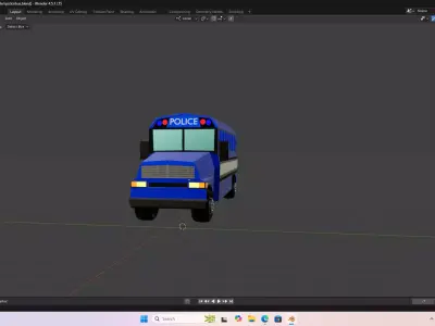 Low Poly Stylized Police Bus Low-poly 3D model