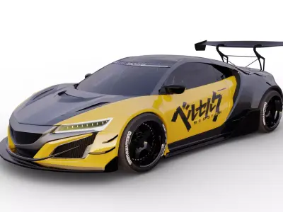 Acura NSX GT3 white body kit Low-poly 3D model