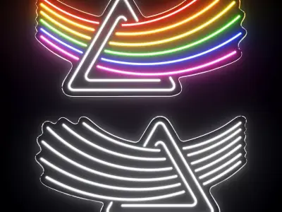 Rainbow in Triangle Neon Sign 3D model