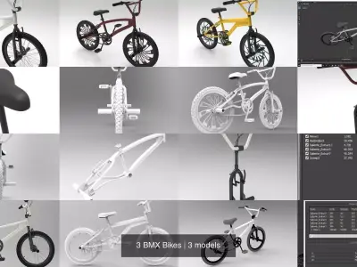 3 BMX Bikes 3D Model Pack