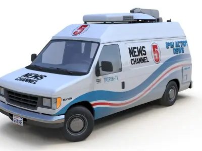 American generic newsvan Low-poly 3D model