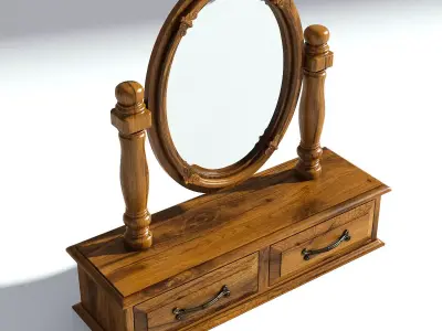 Victorian Desk Mirror Old Natural 3D model