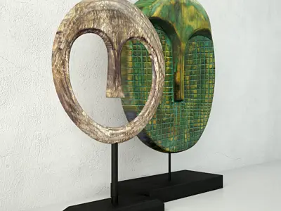 Albesia Wood Mask Decoration 2 3D model