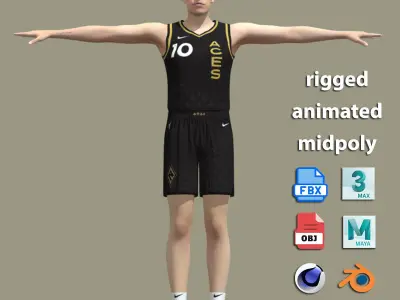 T-Pose Rigged Kelsey Plum Las Vegas Aces 3D model