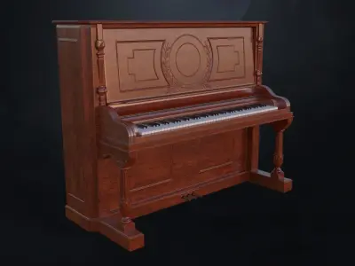 Carved Gabler Victorian Upright Piano  3D model