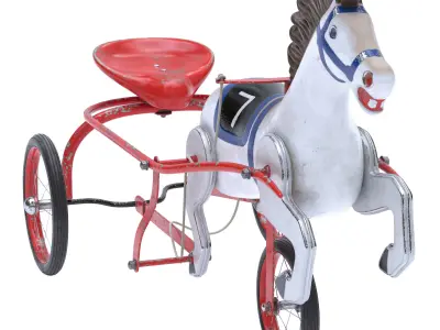 Vintage Soviet Horse Tricycle Pedal Car 3D model