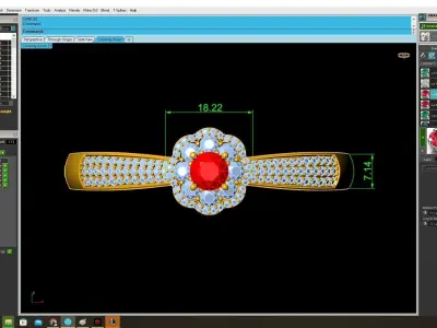 Luxury Halo Ring with Red Center Stone  3785 3D print model