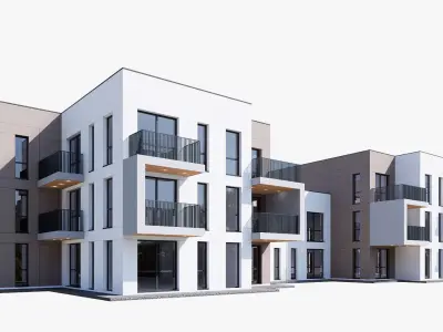 Modern apartment building Low-poly 3D model