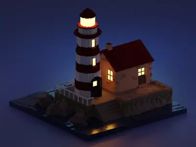 Lighthouse Voxel Low-poly 3D model