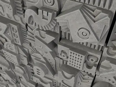 Panel Big decorative cube Hieroglyphs  n5 3D model