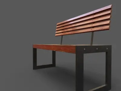 Street Bench Low-poly 3D model