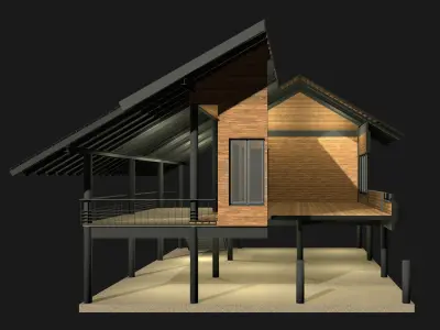 Tropical house in cutaway section 25-07 3D model