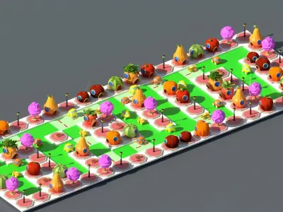 Fruit Street Pack Low-poly 3D model