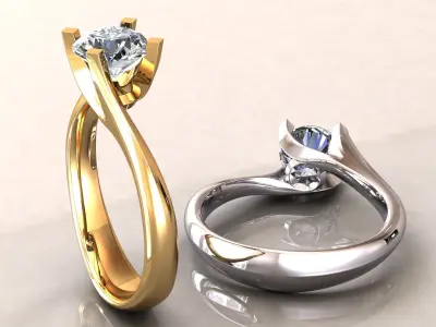 Engagement wedding ring 1ct 3D print model