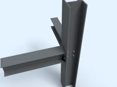 Steel Girder Frame Structure With Bolts Low-poly 3D model