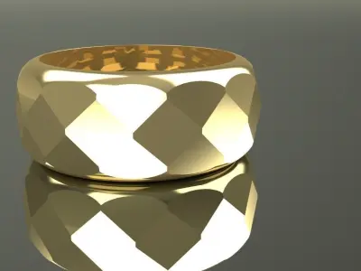Faceted Band Ring Size 9 Gold Silver Platinum Luxury Jewelry 3D print model