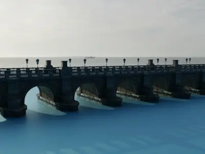 Brick Bridge Low-poly PBR Low-poly 3D model