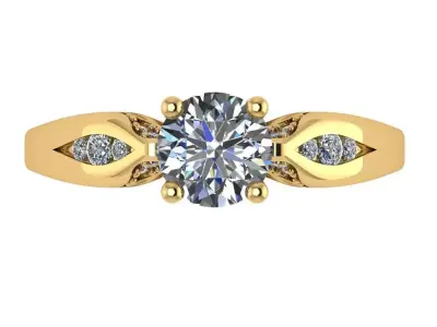 Round solitaire ring diamond on shank  3D print model