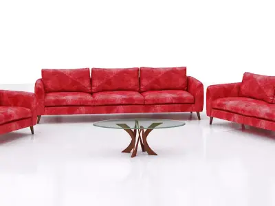 contemporary sofa set Low-poly 3D model