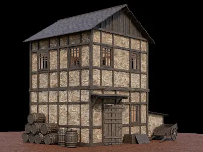 Medieval Village Asset 10 - 4K Textures Game Ready Low-poly 3D model