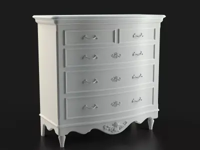 Antique-Style Chest of 5 Drawers 3D model