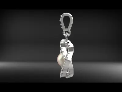 White gold pearl diamond teardrop STL pendant model pp0001 3D print model