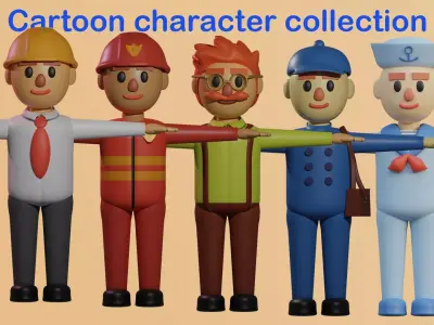 Cartoon character collection Low-poly 3D model
