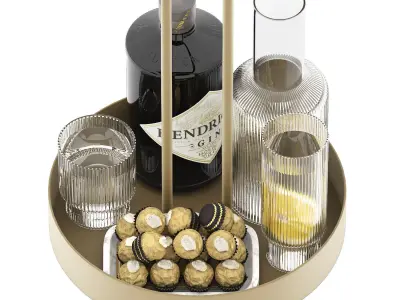 grib tray with ripple carafe and hendrick gin 3D model