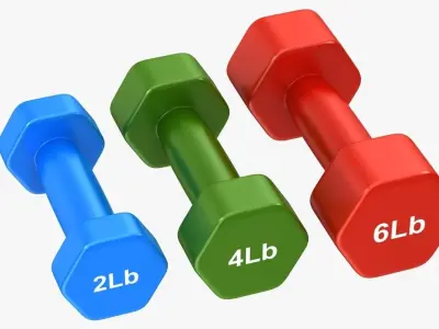 Dumbbell Set three dumbbells with different weights Low-poly 3D model