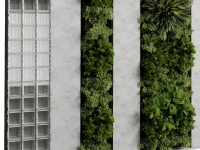 Vertical Garden - Green Wall in a concrete dirty 95 3D model