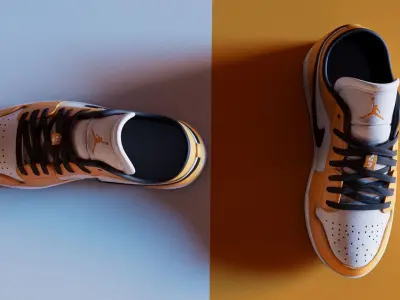 PBR Model Shoes Laser Orange Low-poly 3D model