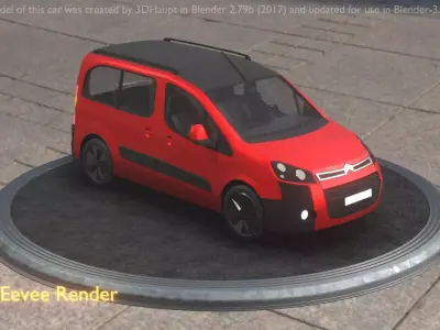 City Car 38 Utility Vehicles Van Type-D Red Low-poly 3D model